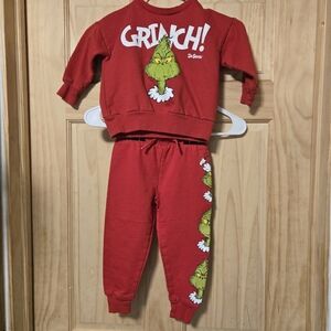 Dr Seuss 2T Grinch Graphic Jogger Set Christmas Holiday 2 Piece Set 2T